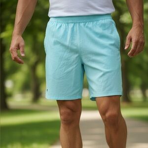 Fabletics Men’s Large Lined Athletic Shorts Mint Green Running Gym Workout NWT
